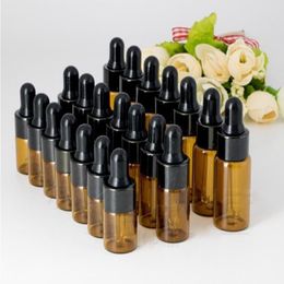 Small Brown Glass 1ml 2ml 3ml 5ml Vials E-liquid Dropper Bottle Glass Perfume Sample Essential Oil E-juice Bottle 2000Pcs/Lot Fexhs