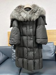 2023 Real Fur Coat Winter Jacket Women Big Natural Collar Thick Warm X long Loose Oversize Luxury Streetwear Outerwear 231225