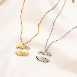 Premium 18k Gold Plated 925 Silver Necklaces Luxury Pendant Necklace Designed for Women Long Chain Stainless Steel Circle Necklace224Z