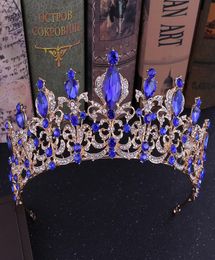 KMVEXO Red Black Crystal Tiara Bridal Crown for Wedding Bride Gold Rhinestone Crowns Headband Jewelry Hair Accessories Y2007273742235