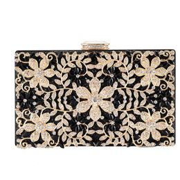 Bags XIYUAN Fashion Crystal shoulder Women Evening Bag flower Beaded Clutch Bag For Ladies Banquet Handbag Black luxury Party Purse