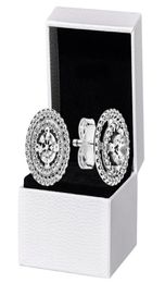 NEW Sparkling Double Halo Stud Earrings Original box for 925 Sterling Silver Women Wedding gift CZ diamond Earring5251314