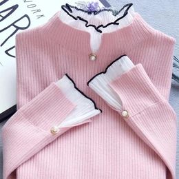 Women's Sweaters 2023 Spring Autumn Cashmere Sweater Knitted Half High Neck Soft Pullovers Long Sleeves Pull Femme