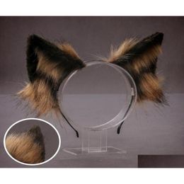 Other Event Party Supplies Lovely Faux Fur Wolf Cat Ears Headband Realistic Furry Animal Hair Hoop Lolita Masquerade Drop Delivery Dhlso