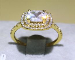 Brand Women Wedding Jewelry Yellow Gold Filled Band Ring Solitaire Simulated Diamond Cz Finger Rings for Bridal Eternal Gift Size 6391605
