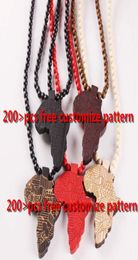 Fashion Wood Made Stylish Africa Map Pendant Hip Hop Beads Long Chain Men Wooden Pendants Necklaces Jewelry Gift S10034555662