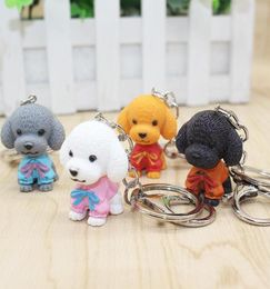 4 Pcs Pvc Teddy Dog Pendant Alloy Keychain Keyring For Women Men Decorative Bag Key Chain Jeweley Gift Grey White Multi Colour Mixt8272211