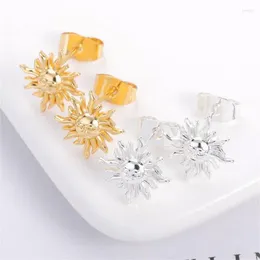 Stud Earrings Silver Less Allergic Copper Gold Plated Earring Wild 2 Colours Creative Sun