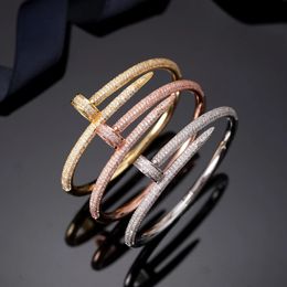 Fashion Brand Jewellery Classical Full Zircon Bangles Bracelet Simple Nails Bracelets Ins Party Punk Jewellry For Women ZK30 231225