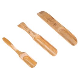 Wooden Salt Tea Scoops Teaware Crafts Milk Powder Teaspoon Fishtail Engrave Plant Bamboo Tea Spoons Kitchen Seasoning Spoon BH8178 FF