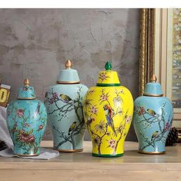 Bottles Painted Ceramic Vase Ornaments Classical Flowers And Birds Vases Multipurpose Antique Porcelain Storage Jars Rustic Home Decor