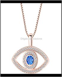 Pendants Jewellery Drop Delivery 2021 Luxury Blue Cubic Zirconia Evil Eye Necklace For Women Plated Sier Gold Crystal Rhinestone P5237310