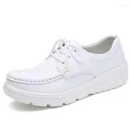 Dress Shoes Size 34-41 Women Fashion Soft Cow Leather Comfortable Lace-up Single Lady Casual Wedges