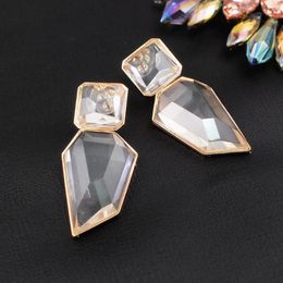 Dangle Earrings Simple Design Big Glass For Women Statement Metal Geometric Wedding Parties Fashion Accessories Jewelry