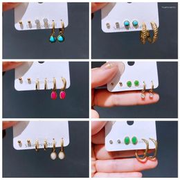 Stud Earrings 3 Pairs/Set Mixed Design Resin Stone For Women Stainless Steel Gold Color Jewelry