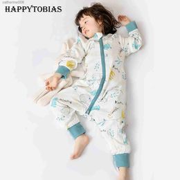 Sleeping Bags Happytobias Summer Baby Sleeping Bags Long Detachable Sleeve Split Leg Sleep Boys Girls Sack Sleepers Kids Pyjamas S16L231225