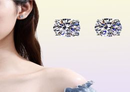 Stud Real Moissanite Earrings 14K White Gold Plated Sterling Silver 4 Prong Diamond Earring For Women Men Ear 1ct 2ct 4ctStudStudS7727487