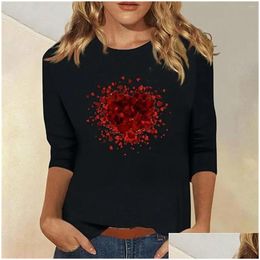 Womens T-Shirt T Shirts Women Casual Printing Short Sleeves V Neck Loose Shirt Blouse Tops Drop Delivery Apparel Clothing Tees Otrvp