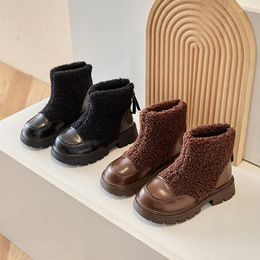 Boots Chic Looks Long Tube Children For Girls Heat Furry Kids Fur Shoes Super Nice Luxury Student Platform Kid Girl G11245