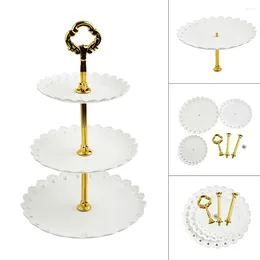 Plates 3 Tier Glass Stand Tray Hardware Cake Plate Fitting Holder Wedding Party Serving Tableware No