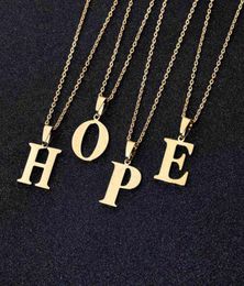 Stainless Steel Necklaces Initial Letter AZ Pendant Necklace for Women Couple Gold Chain Necklace collier mujer Jewelry G12068118453