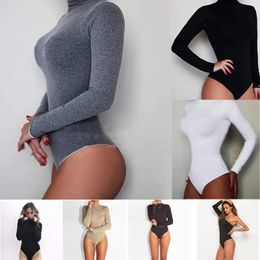 Sexy Solid Turtleneck Body Femme Long Sleeve Tops Autumn Winter Elegant Slim Bodycon Black White Bodysuit Womens 231225