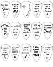Keychains Stainless Steel Guitar Picks Musical Instrument Accessories Europe And America DAD SON PICK Lettering Logo Glossy MatteK6372765