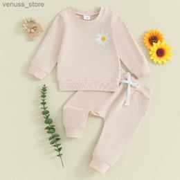 Clothing Sets 2Pcs Spring Autumn Baby Girl Boy Clothes Set Fashion Daisy Embroidered Sweatshirt Pant Boy Tracksuit Toddler Clothes Outfit