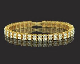 High Quality Hip Hop Men Jewellery 18k Gold Plated Iced Out Bling Crystal Bracelet Black Mens Diamond Bangle Bracelet4342007