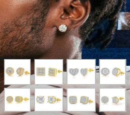 21 Styles Unisex Men Women Earrings Studs Yellow White Gold Plated Sparkling CZ Simulated Diamond Earrings For Jewellery Luxury desi4297696