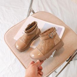 Boots Children Casual Thin Cotton Short 2023 Winter Girls Big Kids Fashion Versatile Britain Style Solid Color Ankle
