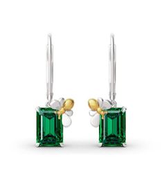 Hoop Huggie Luxury Green Crystal Square Stone Earrings Vintage Gold Colour Small Bee Boho Silver Party For Women3664693