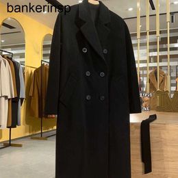 Top Luxury Coat Maxmaras 101801 Pure Wool Coat Winter Classic Black Double breasted Cashmere Coat for Men and Women's High end Long CoatF4GH