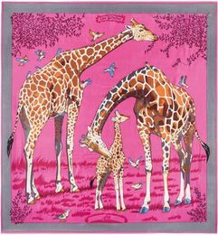 Scarves 130cm130cm Silk Euro Brand Style Fashion Paris Animal Giraffe Print Square Scarf Femal Les Girafes Shawls17801103