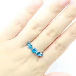 Cluster Rings 20x6mm Gorgeous Heart Shape Swiss Blue Topaz Woman's Engagement Wholesale Drop Silver