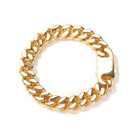 Gold Cuban Link Chain Bracelet Fashion Stainless Steel Hip Hop Jewellery Mens Silver Bracelets225P