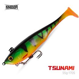 Kingdom Artificial Soft Baits 170mm 55g Sinking Fishing Lures Jigging PVC Saltwater Soft Lure Swimbait T-tail For Trout Fish 231225