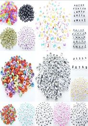 500Pcs 7mm Acrylic Mixed Alphabet Letter Coin Round Flat Loose Spacer Beads For Jewelry Making Bracelet Necklace DIY Accessories2816085