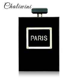 Bags HOT Acrylic Perfume Women Casual Black Bottle Handbags Wallet Paris Party Toiletry Wedding Clutch Evening Bags Purses Handbags