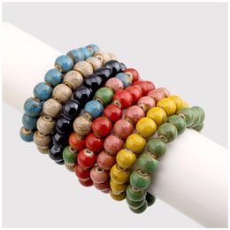 Strand Handmade Strands Beaded Bracelet Statement Ceramic Beads Elastic Bangle For Women Girls Fashion Jewellery