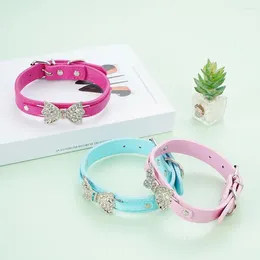 Dog Collars Stylish Pet Collar With Bow Rhinestones Sparkling Rhinestone Bowknot Adjustable Metal Buckle For Dogs