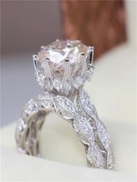 Fashion Women039s Microinlaid Diamond Flash Drill Round Engagement Ring Ladies Ring Hand Jewelry1230343