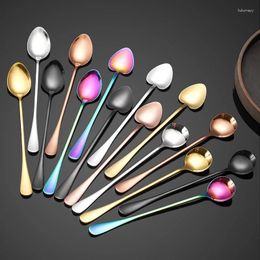 Baking Tools Long Handle Heart Type Spoons Stainless Steel Dessert Ice Cream Scoop Milk Coffee Stiring Spoon For Mug Gift Flatware