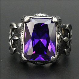 3pcs lot New Design Huge Purple Rhine stone Ring 316L Stainless Steel Fashion Jewellery Flower Purple Cool Ring243D