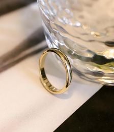 Never Fade Original Solid Stainless Steel Rings 18K Gold Gloss Rings For Women And Men Simple Couple Rings KR0506580612