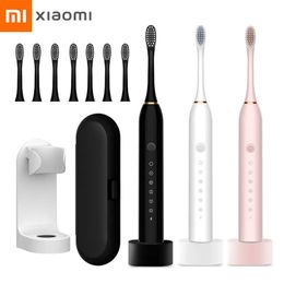 Mijia Ultrasonic Electric Toothbrush Rechargeable USB with Base 6 Mode Sonic IPX7 Waterproof Travel Box Holder 231222