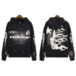 Mens Hoodie Sweatshirt Hell Star Shark Pattern t Pullover Letter Print Long Sleeve with Pockets Mens and Womens Top Clothing Fashion