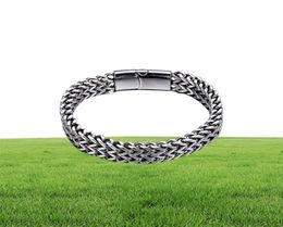 Men039s Stainless Steel Braid Double Row Front and Back Keel Magnet Clasp Bracelet Titanium Steel Jewelry3814254
