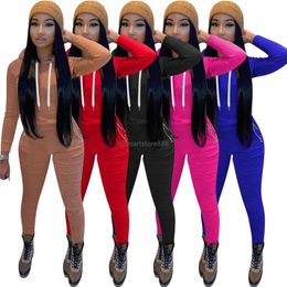 2024 Designer Tracksuits Women Jogger Suit Fall Winter Long Sleeve Hooded Hoodie and Pleated Pants Two Piece Set Casual Solid Outfits Wholesale Clothes