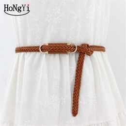 Women's Spring and Summer Dress Retro Decorative Thin Belt Wild Buckle Braided Belt Female Waist Chain 2020309S